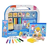 Baby Shark Stamps and Coloring Activity Mess Free Art Set for Toddlers Boys and Girls with Markers, Sketchbook, Stampers, and Stamper Ink Pad, Gift Boutique Bookmark Included for Kids Ages 3 4 5 6 7 8