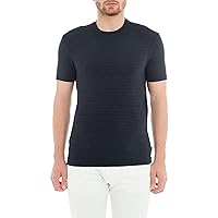 Emporio Armani Men's Viscose Crewneck T-Shirt, Blue Stripe, M