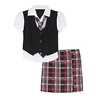 Beautees Girls' 2 Piece Set 2Fer Top with Tie and Skirt