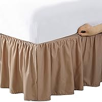 Maker’s Never Lift Your Mattress Microfiber Wrap-Around Bed Maker's Skirt, Gathered Ruffled Style, Classic 14 Inch Drop Length, Full, Mocha