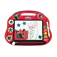 Lexibook CRMI550, Miraculous Ladybug Cat Noir, Multicolor Magic Magnetic Drawing Board, Artistic Creative Toy for Girls and Boys, Stylus Pen and Stamps, Red/Black