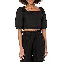 The Drop Women's Evelyn Cropped Square-Neck Bubble Top
