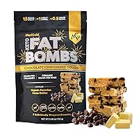 Keto Fat Bombs Snacks - Chocolate Chip Cookie Dough - Low Carb, Collagen Rich, Grass-fed Ghee, Organic Cocoa Butter, Organic Coconut, Gluten-Free, Non-GMO (1 bag, 5 Servings), No Weird Aftertaste