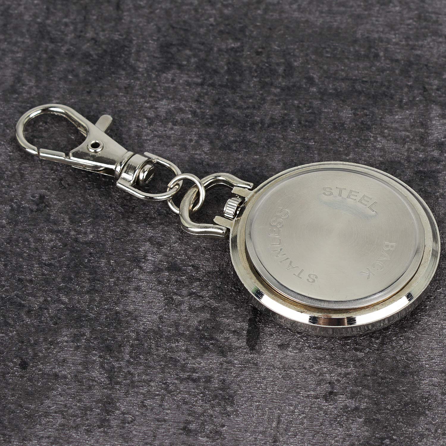 FUNGORGT Minimalist Ultra Thin Open Face Quartz Pocket Watch with Key Buckle Unisex Portable Unisex Pocket Watch