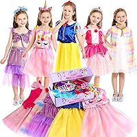Princess Dresses for Girls Dress Up Clothes Girls Princess Dress up Trunk Pretend Play Costume Set Role Play Gifts for Toddler Little Girls