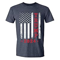 Trump 2024 American Flag Vintage T-Shirt, Trump T Shirts for Men, Adult Short Sleeve Shirt