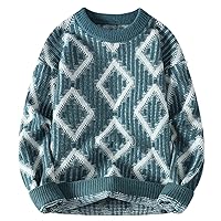 Winter Thick Warm Knit Sweater Men Christmas Jumper Argyle Pullover Long Sleeve O-Neck Sweaters for Man