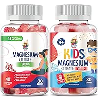 Magnesium Gummies for Kids 500mg and Magnesium Gummies for Adults - 100mg. Calm Magnesium Chews - Magnesium Citrate Chewable Supplement for Mood & Muscle Support