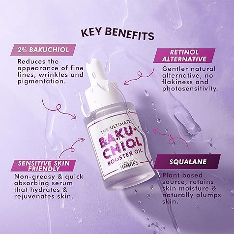 2% Bakuchiol Booster Oil with Sugarcane Squalane, All Natural Retinol Alternative For Radiant and Line Smoothing 0.75oz