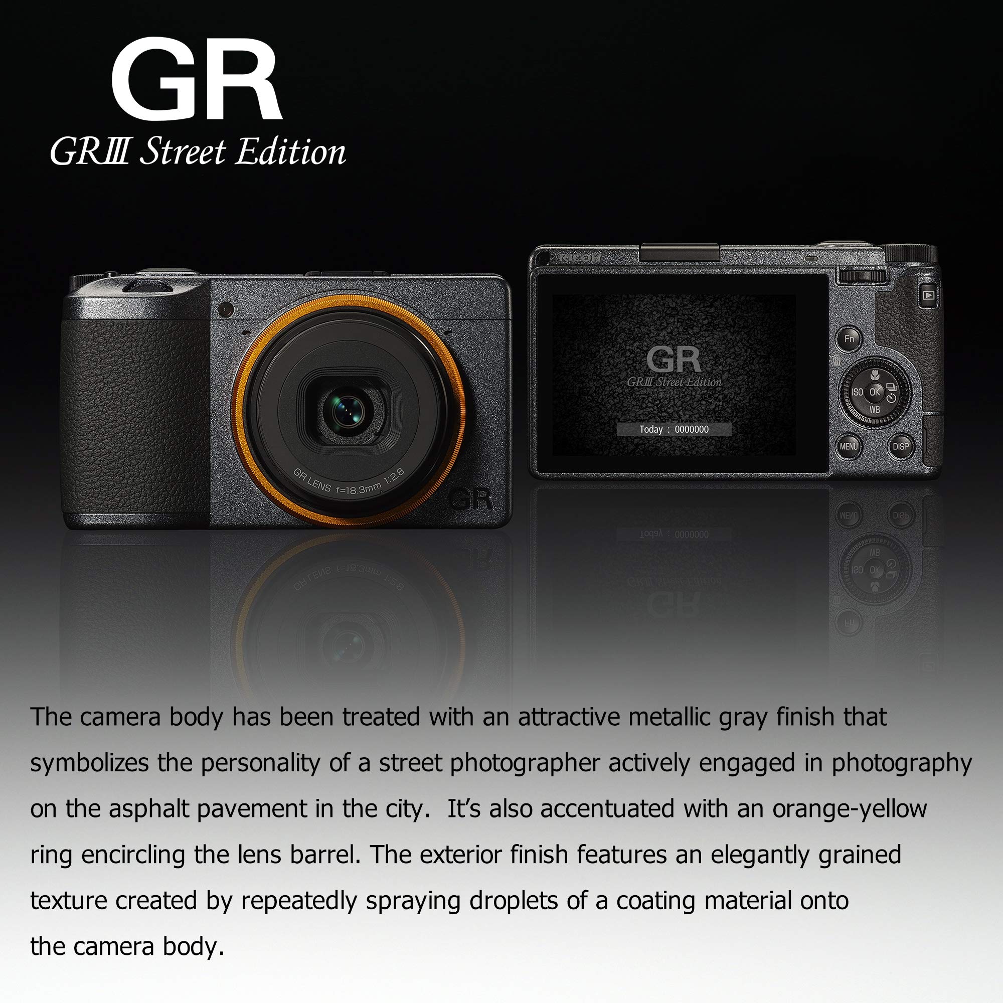 Ricoh GR III Street Edition Metallic Gray APS-C Size Digital Camera (2 batteries included) with Large CMOS Sensor GR Lens that Achieves High Resolution and High Constrast
