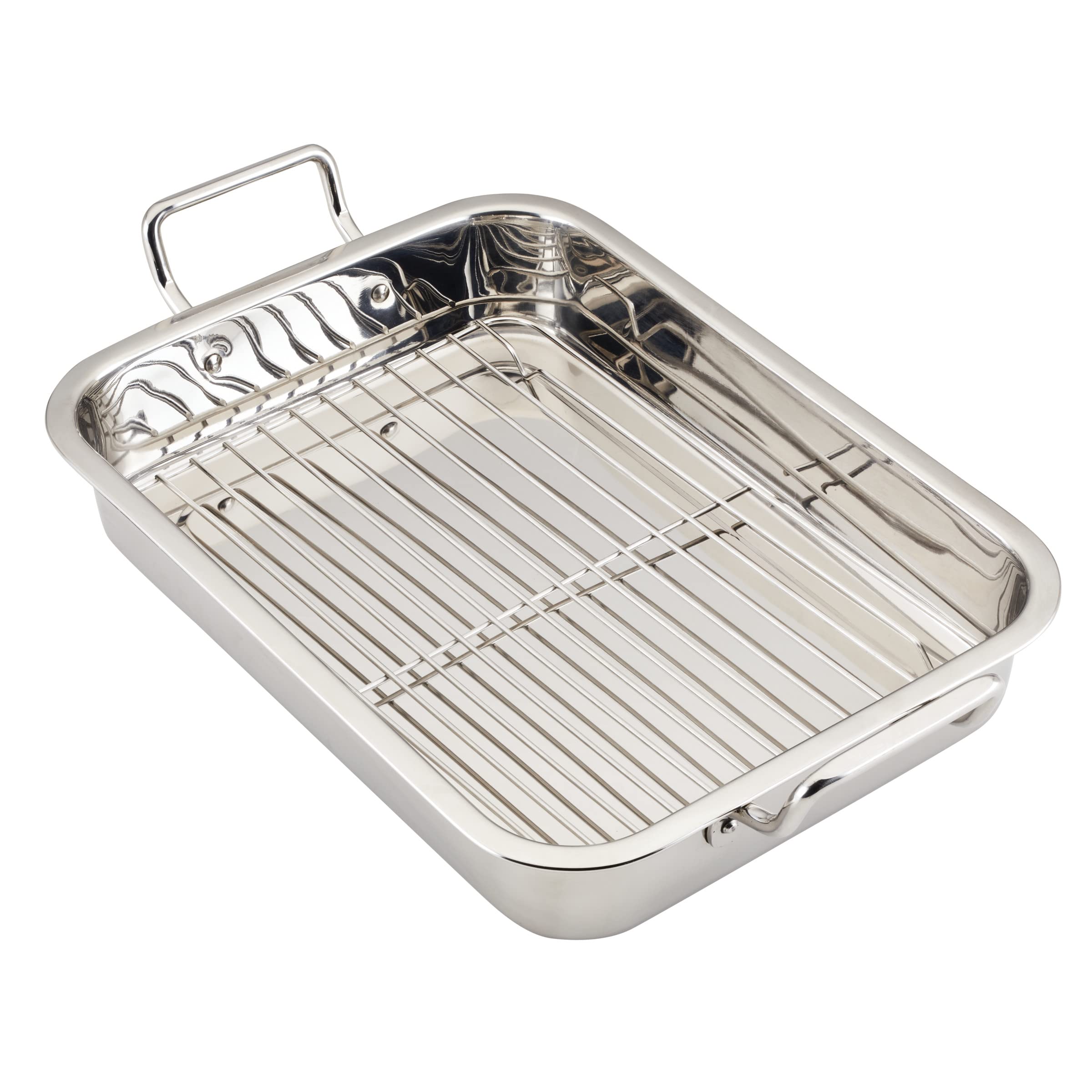 Farberware Classic Traditions Stainless Steel Roaster/Roasting Pan with Rack, 17 Inch x 12.25 Inch