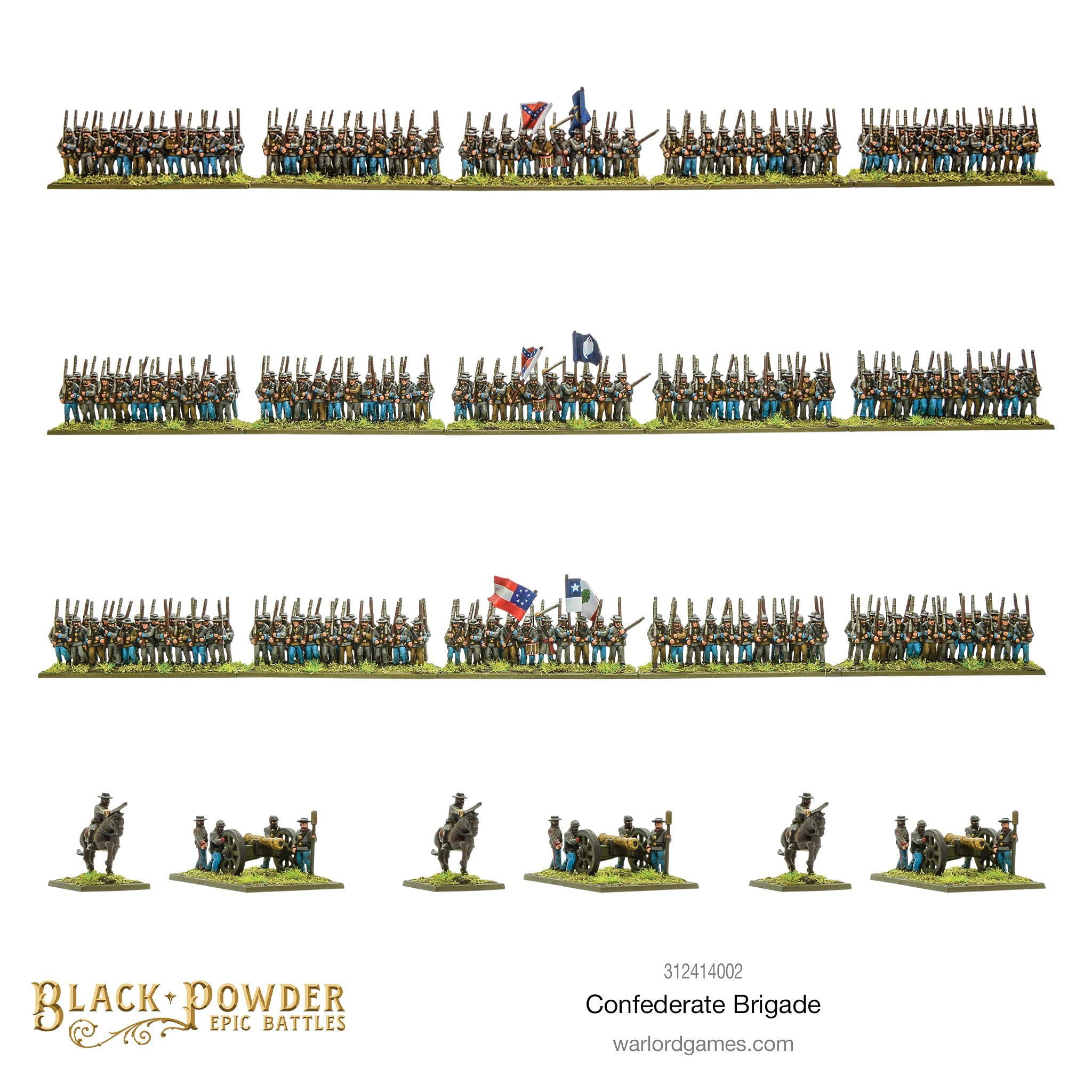 Warlord Black Powder Epic Battles American Civil War Confederate Brigade Military Table Top Wargaming Plastic Model Kit 312414002