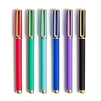 U Brands Catalina Felt Tip Pens, Set of 6, Assorted Colors with Gold Details, Medium (0.7 mm) Point, Assorted Color Ink