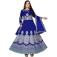 Jessica-Stuff Women Embroidered Cotton Silk Semi Stitched Anarkali. Wedding Dress (1181)