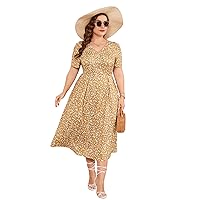 Plus Size Maxi Dress Womens Summer Casual Boho Floral Empire Waist Plus Size Flowy Dress Plus Size Dresses for Curvy Women
