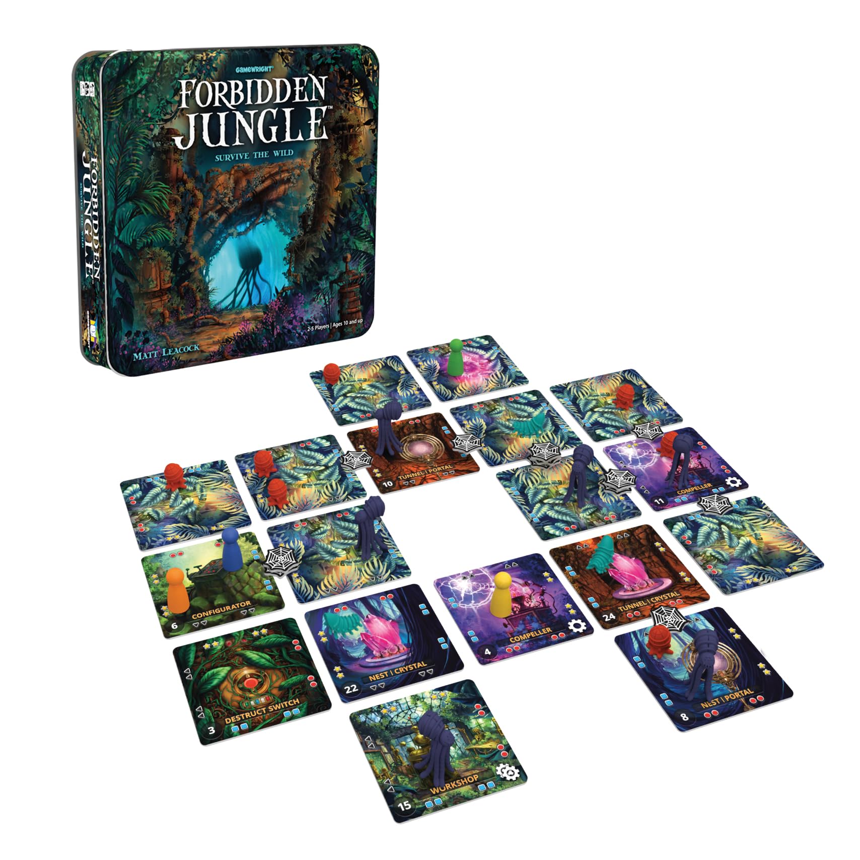 Gamewright - Forbidden Jungle - The Cooperative Strategy Survival Jungle Board Game - Ages 10 and up - 2-4 Players - Perfect for Family Game Night!