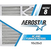 Aerostar 16x25x5 Air Filter MERV 8, Furnace Filters AC HVAC Replacement for Honeywell FC200A1029, (2 Pack) (Actual Size: 15 7/8 x 24 3/4 x 4 3/8 Inches)