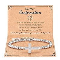 Adjustable Zircon Cross Bracelet with Blessing Card for Teen Girls - Ideal Confirmation Gift, Perfect for Sponsors & Celebrating Faith | Best Confirmation Gifts for Girls