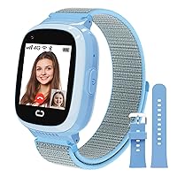 PTHTECHUS Kids Smart Watch with SIM Card, 4G Kids GPS Watch with Phone Call Text Message WiFi Bluetooth Music Pedometer School Mode Easy-to-Remove Nylon Watch Strap, Wrist Watch for 4-12 Boys Girls