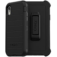 OtterBox iPhone XR Defender Series Case - BLACK, rugged & durable, with port protection, includes holster clip kickstand