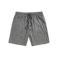 WDIRARA Men's Glitter Metallic Drawstring Waist Tie Front Straight Leg Party Shorts with Pockets