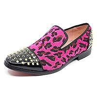 Men's Fashion Leopard Print Smoking Spike Dress Loafers Slip On Shoes SM-59