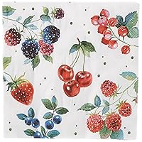 Boston International IHR 3-Ply Paper Napkins, 20-Count Lunch Size, Red Summer Fruits