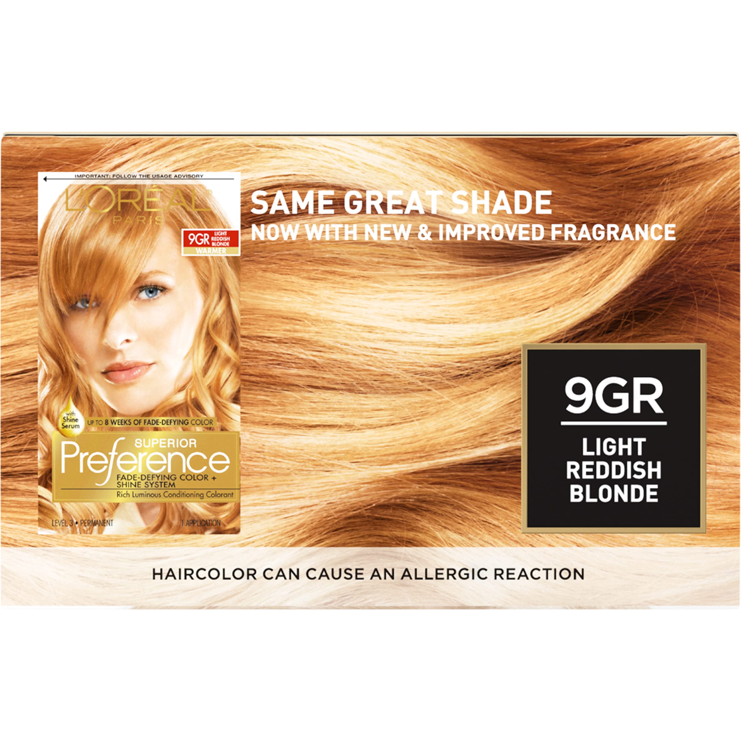 L'Oreal Paris Superior Preference Fade-Defying + Shine Permanent Hair Color, 9GR Light Golden Reddish Blonde, Pack of 1, Hair Dye