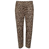 Plus Size Cheetah Print Ponte Knit Pull-On Ankle Pants 3X Dark Camel