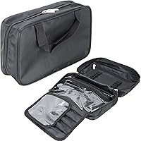 Casemetic Cosmetic Makeup Bag Brush Holder Case Organizer Beauty Storage Handbag Travel Multifunctional Divided Compartments, Black