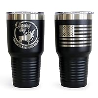 Thomas and Son Designs Deer Hunting Gift 30 oz Stainless Steel Double Wall Insulated Double Engraved Tumbler Mug Opening Day Deer Black