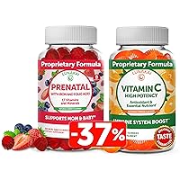 Lunakai Prenatal and Vitamin C Gummies Bundle - Pregnancy Multivitamin Supplement with Iron & Folic Acid - 300mg Organic, Non-GMO, Vegan Chewable Gummy - 30 Days Supply