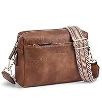 BOSTANTEN Small Crossbody Purse for Women Triple Zip Cell Phone Leather Handbag with Colored Shoulder Strap