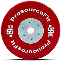 ProsourceFit Competition Color Training Bumper Plates, Rubber with Steel Insert, 45lb, Calibrated for Cross Conditioning, Power Lifting, Weight Training