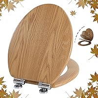Elongated Toilet Seat Molded Wood Toilet Seat with Quietly Close and Quick Release Hinges, Easy to Install also Easy to Clean by Angol Shiold (Elongated, Original style)