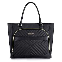 LIGHT FLIGHT Tote Bag for Women, Top Handle Handbag 15.6 inch Laptop Bag Quilted Tote With Pocket Black Totes for Work Bag