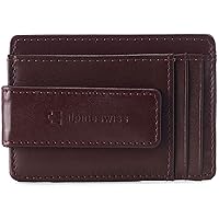 Alpine Swiss Harper Mens RFID Money Clip Wallet Minimalist Slim ID Card Holder Front Pocket Wallet Leather Burgundy