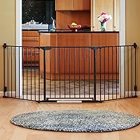 Qdos Safety Construct-A-SafeGate Wide Baby Gate - Meets Tougher European Standards - Create Customized Safe Spaces around Fireplaces, Large Openings, Stairways - Includes a door and 2 sections | Slate