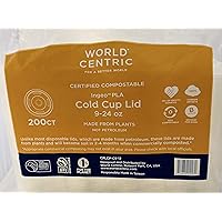 World Centric's 100% Biodegradable, 100% Compostable PLA Cold Cup Lid for 12oz - 24oz Cups (Package of 200)