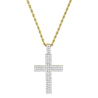 Mens Womens Cross Necklace Iced Out Nickel Stainless Steel Rope Chain Box