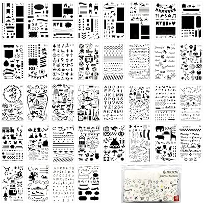 36 PCS Plastic Journal Stencils for Bullet Dot Journal Notebook Diary  Drawing Scrapbook Stencils for Journaling 4x7 Inch