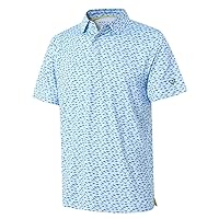 Men's Golf Polo Shirts Short Sleeve Striped Performance Moisture Wicking Dry Fit Golf Shirts for Men