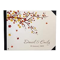 Darling Souvenir Grey Autumn Tree Hardbound Cover Printed Anniversary Wedding Guestbook Scrap Book-9 x 12 Inches