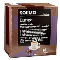 Amazon Brand - Solimo Lungo Capsules, Compatible with Original Brewers, Medium Roast, 50 Count (Pack of 1)