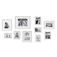 Kate and Laurel Bordeaux Modern Gallery Wall Kit, Set of 10 with Assorted Size Frames with White-Wash Finish