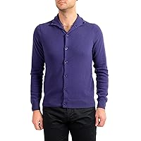 Optimum Men's Purple 100% Cashmere Cardigan Pullover Sweater US 2XL IT 56