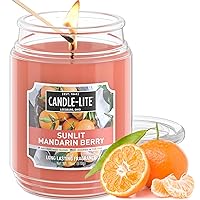 CANDLE-LITE Scented Sunlit Mandarin Berry Fragrance, One 18 oz. Single-Wick Aromatherapy Candle with 110 Hours of Burn Time, Orange Color, Jar (Individual Box)