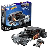 Mega Hot Wheels Collectible Car Building Toy, Bone Shaker with 334 Pieces and Die-Cast Model, Build & Display Set for Collectors, Black and Chrome