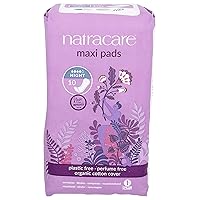 Natracare Natural Traditional Style Night Time Maxi Pads, Individually Wrapped, Without Wings in Plant-Based Bag (1 Pack, 10 Pads Total)