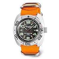 Vostok | Amphibian Automatic Self-Winding Russian Diver Wrist Watch | WR 200m | Amphibia 710334 | Black Dial 40mm Mechanical Watch | Luminous dots